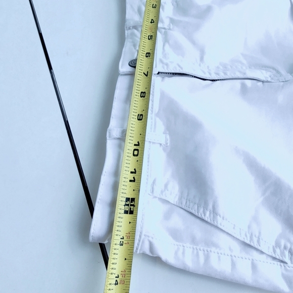 Aero Shorts Size 2 White Cuffed Denim Logo High Rise MIDI Pockets Stretch - Picture 6 of 9